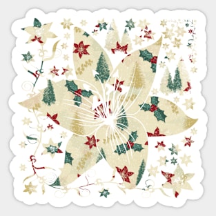 Christmas Retro Floral Pattern Sticker